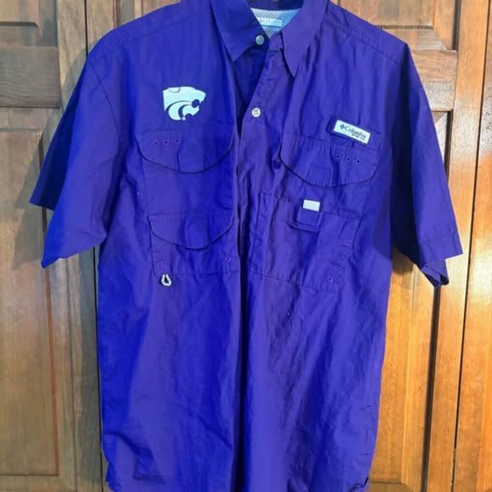 Columbia PFG K-State Wildcats Purple Short Sleeve Shirt S/P